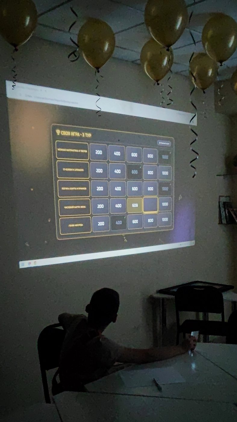 Табло «Своя игра» на проекторе, третий тур